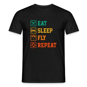 Eat Sleep Fly Repeat Paragliding Parachute Paragli - Männer T-Shirt - Schwarz - Vorne - AI Model Male 178 light (178cm)