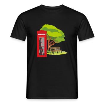 Cabine téléphonique dans le parc - T-shirt homme - noir - Devant - AI Model Male 178 light (178cm)