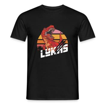 LUKAS - Schöner Jungen Name mit T-REX Dino - Männer T-Shirt - Schwarz - Vorne - AI Model Male 178 light (178cm)