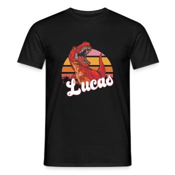 LUCAS - Schöner Jungen Name mit T-REX Dino - Männer T-Shirt - Schwarz - Vorne - AI Model Male 178 light (178cm)