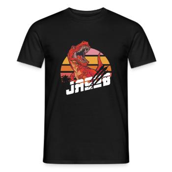 JACOB - Beau nom de garçon avec T-REX Dino - T-shirt homme - noir - Devant - AI Model Male 178 light (178cm)