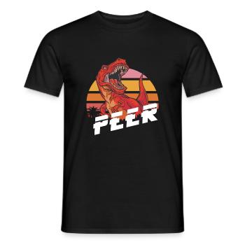 PEER - Schöner Jungen Name mit T-REX Dino - Männer T-Shirt - Schwarz - Vorne - AI Model Male 178 light (178cm)