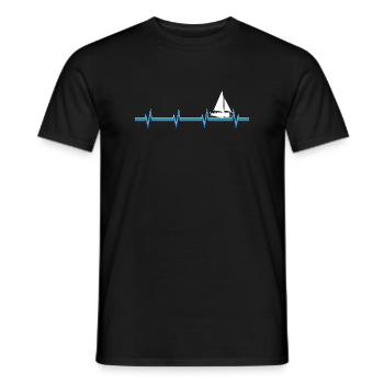 Herzschlag Segelboot Meer - Männer T-Shirt - Schwarz - Vorne - AI Model Male 178 light (178cm)