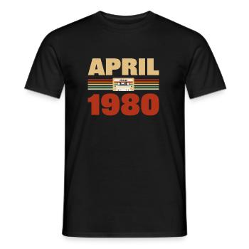 43e anniversaire avril Né en 1980 Idée cadeau - T-shirt homme - noir - Devant - AI Model Male 178 light (178cm)