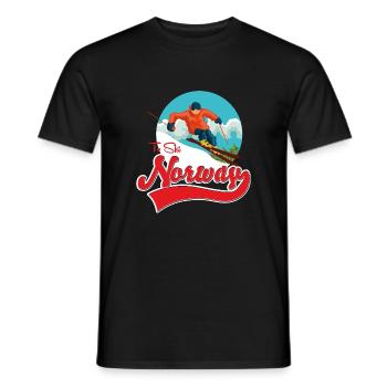 Norway to Ski alpine ski travel sports logo. - Men's T-Shirt - black - Front - AI Model Male 178 light (178cm)