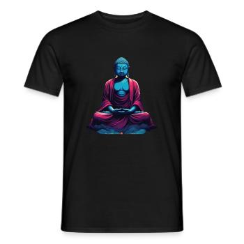Bouddha bleu dans la méditation contemplation dualité - T-shirt homme - noir - Devant - AI Model Male 178 light (178cm)