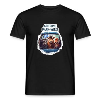 Park-Wild, Parkwild im Wildpark (Herren Damen) - Männer T-Shirt - Schwarz - Vorne - AI Model Male 178 light (178cm)