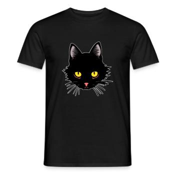 Schwarze Katze, die keine Zeit zum Schlafen hat - Männer T-Shirt - Schwarz - Vorne - AI Model Male 178 light (178cm)
