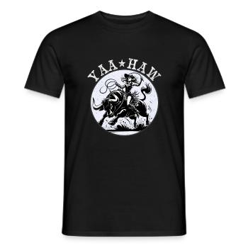 Yeehaw Howdy Girl Riding Bull Rodeo Shirt - Men's T-Shirt - black - Front - AI Model Male 178 light (178cm)