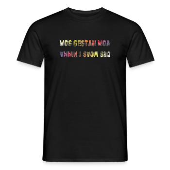 wos gestan war des woas i nimma, lustiger Spruch - Männer T-Shirt - Schwarz - Vorne - AI Model Male 178 light (178cm)