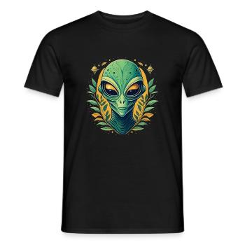 Natur Außerirdischer Grünes Alien Gesicht - Männer T-Shirt - Schwarz - Vorne - AI Model Male 178 light (178cm)