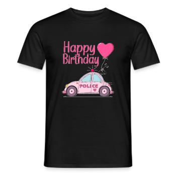 Joyeux anniversaire Police Rose - T-shirt homme - noir - Devant - AI Model Male 178 light (178cm)