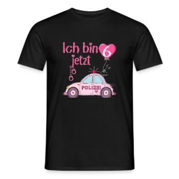 Voiture de police J’ai maintenant 6 ans Anniversaire Rose - T-shirt homme - noir - Devant - AI Model Male 178 light (178cm)