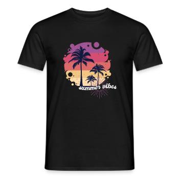 Sommer, Strand, Urlaub, Palmen, Meer - Männer T-Shirt - Schwarz - Vorne - AI Model Male 178 light (178cm)
