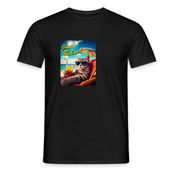 Just Relax Cat - Men's T-Shirt - black - Front - AI Model Male 178 light (178cm)