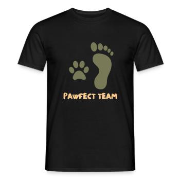 Pawfect Team – Pfote trifft Fuß - Männer T-Shirt - Schwarz - Vorne - AI Model Male 178 light (178cm)