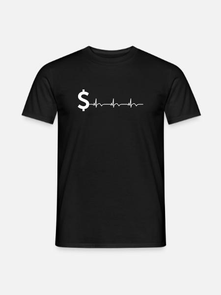 Dollar Sign $ ECG Heartbeat - Men's T-Shirt - black
