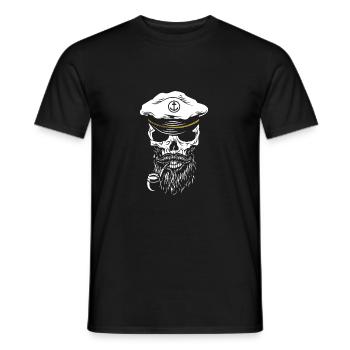 Crâne de capitaine avec barbe et sifflet - T-shirt homme - noir - Devant - AI Model Male 178 light (178cm)