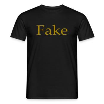 Fake, Spruch, Humor, Spaß, lustig, Geschenkidee - Männer T-Shirt - Schwarz - Vorne - AI Model Male 178 light (178cm)