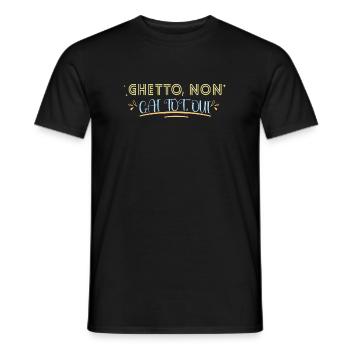 Ghetto. Gai tôt. Humour blague joyeux - T-shirt homme - noir - Devant - AI Model Male 178 light (178cm)