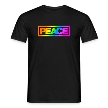 Typo PEACE Rainbowcolours - Männer T-Shirt - Schwarz - Vorne - AI Model Male 178 light (178cm)