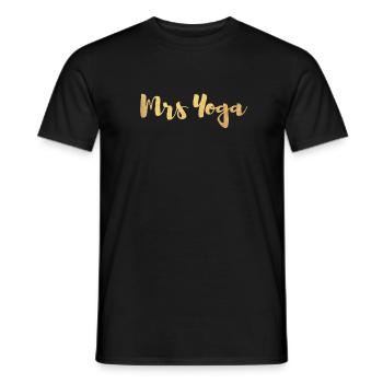 Mrs. Mrs. Yoga Fan Gold Exclusive Handwriting Pair - Men's T-Shirt - black - Front - AI Model Male 178 light (178cm)