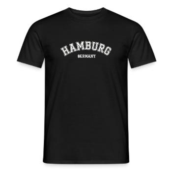 Souvenir de style collège à Hambourg, Allemagne - T-shirt homme - noir - Devant - AI Model Male 178 light (178cm)