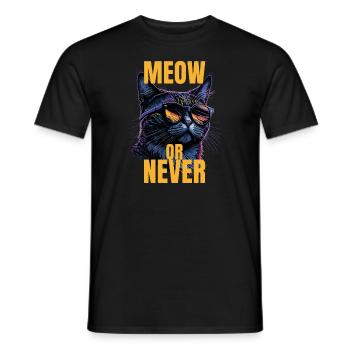 Cool rétro coloré Cat Design Miaou - T-shirt homme - noir - Devant - AI Model Male 178 light (178cm)