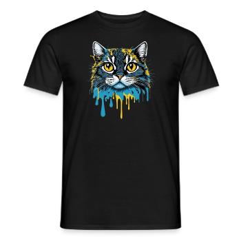 Crazy Colorful Splash Art Cat design - T-shirt homme - noir - Devant - AI Model Male 178 light (178cm)