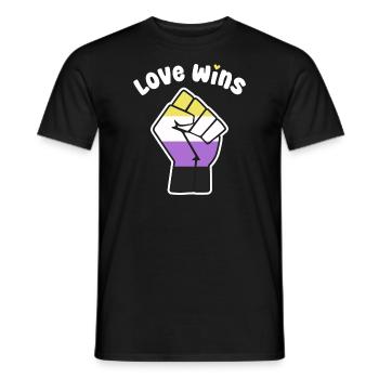 L’amour gagne le poing de fierté non binaire pour l’égalité - T-shirt homme - noir - Devant - AI Model Male 178 light (178cm)