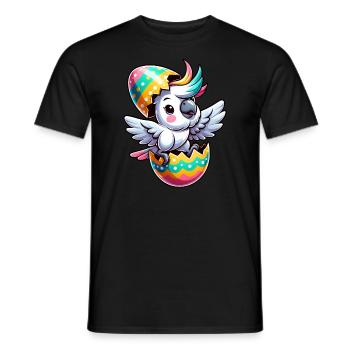 Easter Cockatoo in Eggshell, Clumsy Bird - Men's T-Shirt - black - Front - AI Model Male 178 light (178cm)
