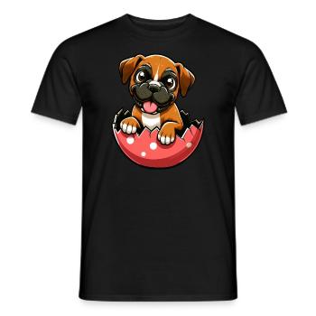 Colorful Boxer Dog Easter Egg Hatch Design - Men's T-Shirt - black - Front - AI Model Male 178 light (178cm)