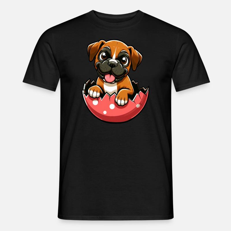Buntes Boxer-Hund Osterei Schlüpf Design - Männer T-Shirt - Schwarz