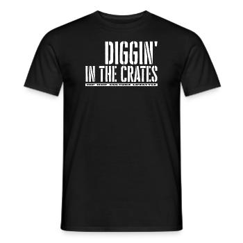 Hip Hop Diggin in the crates Records Search - Men's T-Shirt - black - Front - AI Model Male 178 light (178cm)