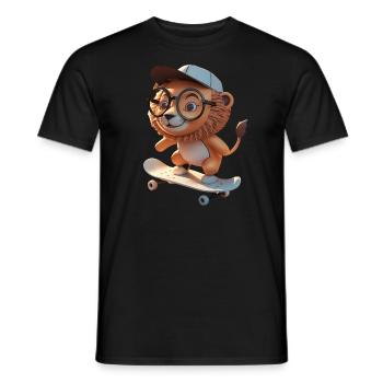 Skater Lion on the Skateboard - Men's T-Shirt - black - Front - AI Model Male 178 light (178cm)