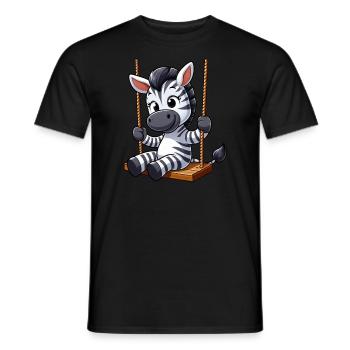 Mignon zèbre balançoire dessin animé aire de jeux - T-shirt homme - noir - Devant - AI Model Male 178 light (178cm)