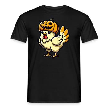 Halloween Chicken Pumpkin Cartoon October - Men's T-Shirt - black - Front - AI Model Male 178 light (178cm)