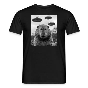 Capybara UFO Aliens - Men's T-Shirt - black - Front - AI Model Male 178 light (178cm)