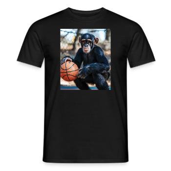 Schimpanse Basketball - Männer T-Shirt - Schwarz - Vorne - AI Model Male 178 light (178cm)