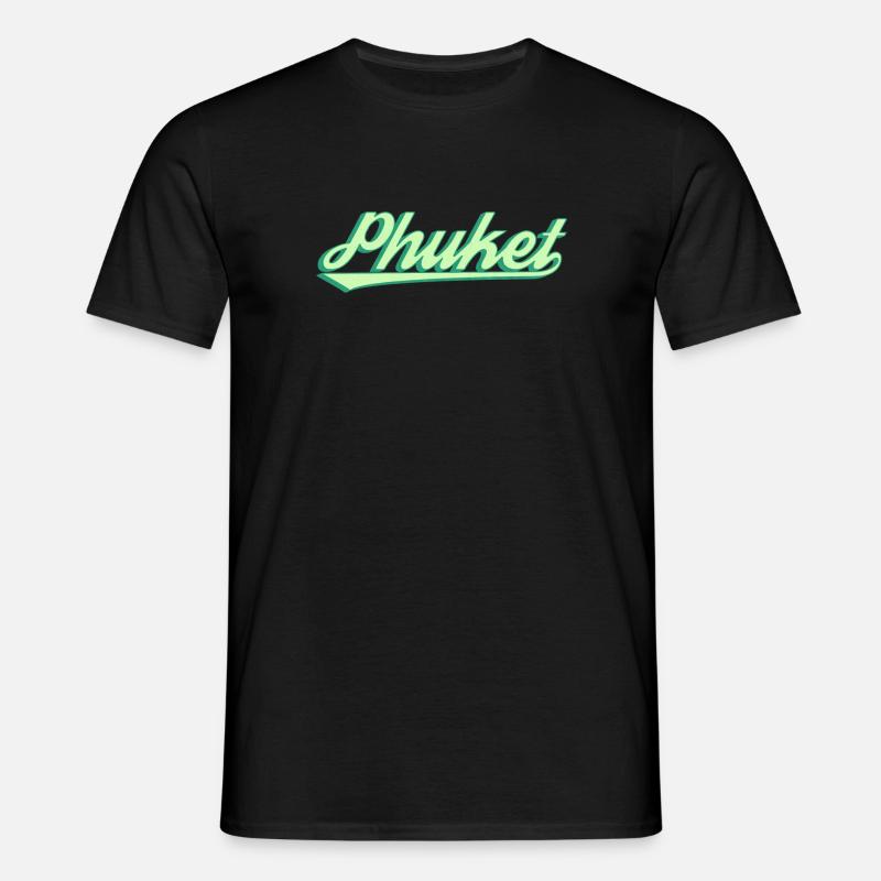 Phuket Retro Coastal Script - Men's T-Shirt - black