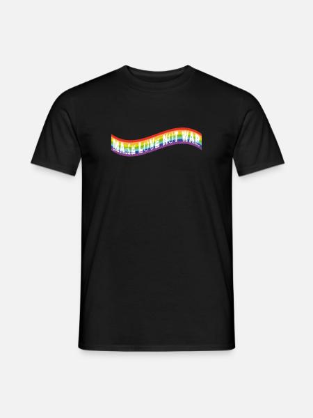Faites l’amour, pas la guerre | Drapeau arc-en-ciel - T-shirt homme - noir