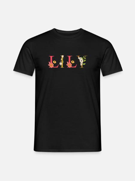 Nom de LILY décoré de fleurs - T-shirt homme - noir