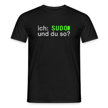 ich: SUDO und du so? Linux Spruch - Programmierer - Männer T-Shirt - Schwarz - Vorne - AI Model Male 178 light (178cm)