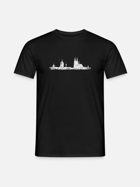 Stadt Köln Kölner Skyline (Vintage Weiß) - Männer T-Shirt - Schwarz