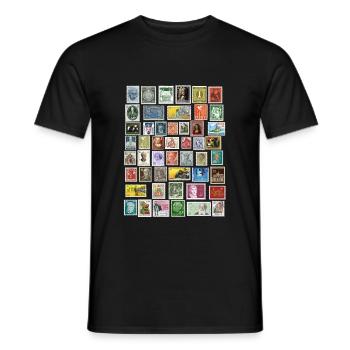 Gestaltung von Briefmarken - Männer T-Shirt - Schwarz - Vorne - AI Model Male 178 light (178cm)