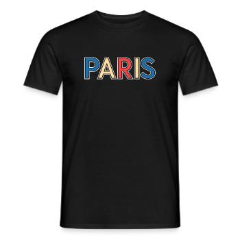 Paris Color Block Typography - Men's T-Shirt - black - Front - AI Model Male 178 light (178cm)