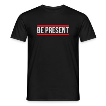 Be present at the moment here and now Quote Text - Men's T-Shirt - black - Front - AI Model Male 178 light (178cm)