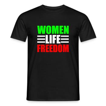 Women life freedom - Men's T-Shirt - black - Front - AI Model Male 178 light (178cm)