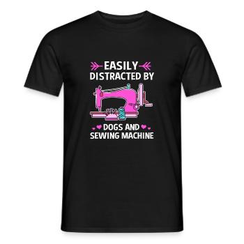 Couturière à la machine à coudre - T-shirt homme - noir - Devant - AI Model Male 178 light (178cm)