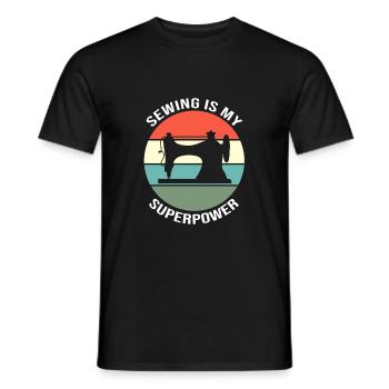 Couturière à la machine à coudre - T-shirt homme - noir - Devant - AI Model Male 178 light (178cm)